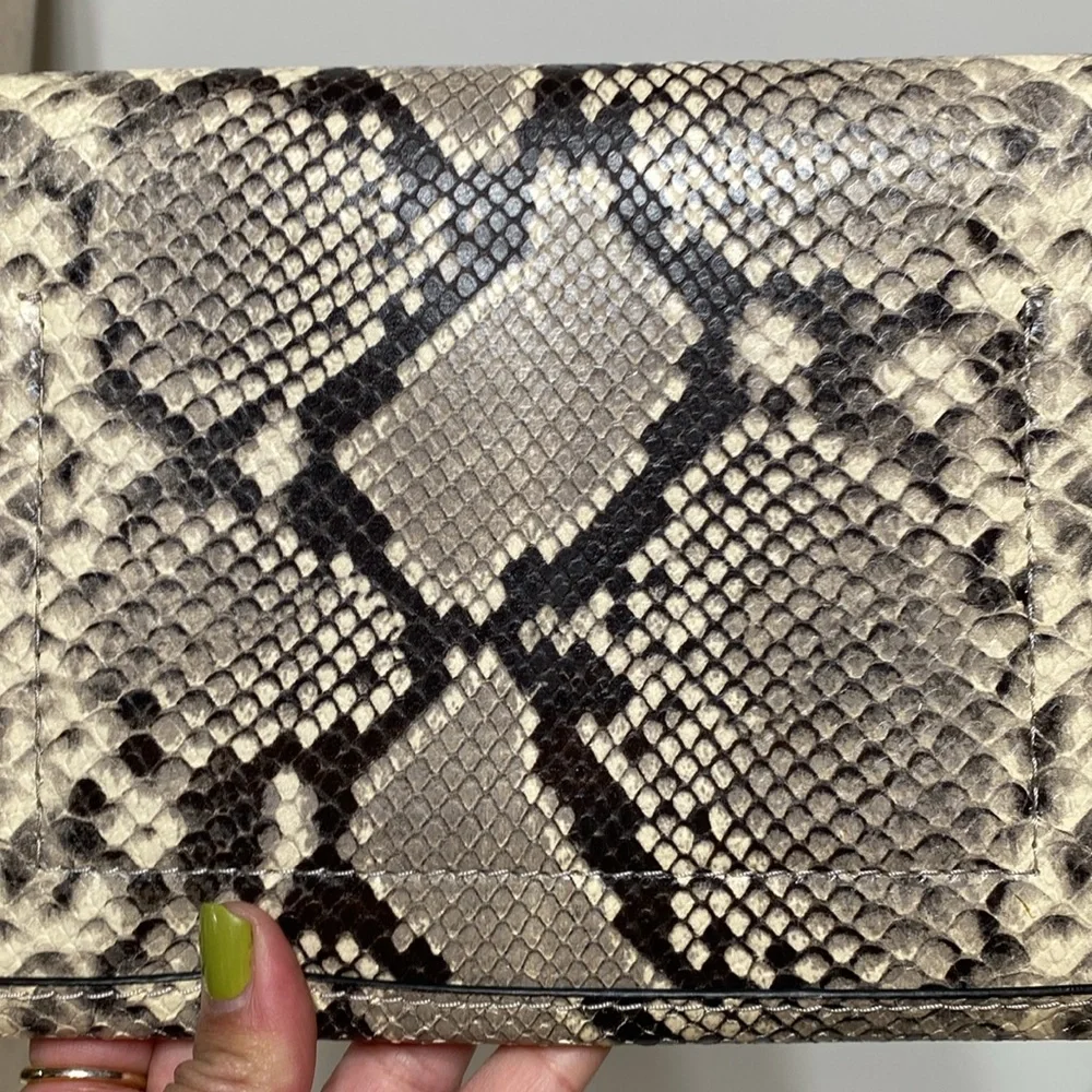 Tory Burch Carmen Embossed Clutch in Natural Snake
